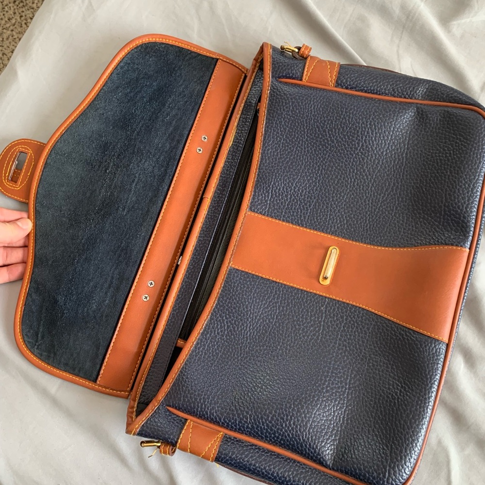 Dooney & Bourke Navy and Tan Leather Briefcase - Picture 11 of 15